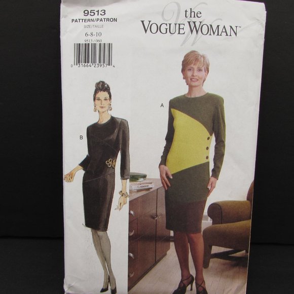 Vogue Woman 9513 Fitted Dress 6 8 10 Easy Uncut Sewing Pattern - Picture 1 of 6